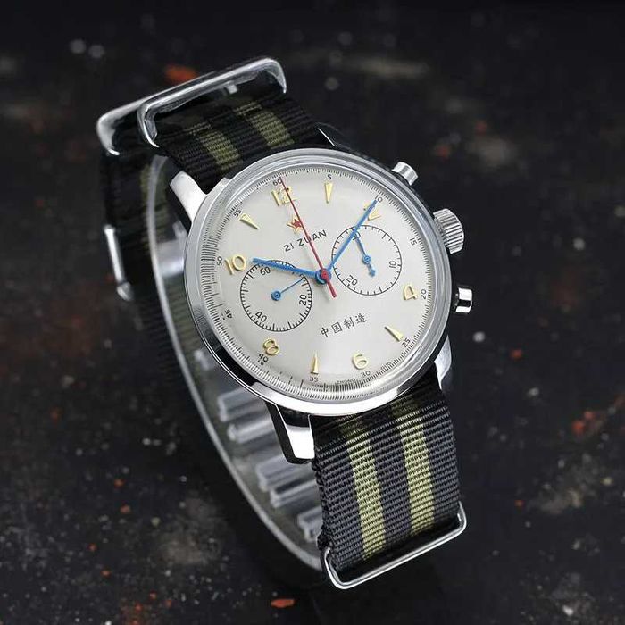Ceas 42 mm Safir Cronograf RED STAR Pilot 1963 Seagull ST19