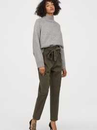 H&M панталон с висока талия цвят каки р-р Л