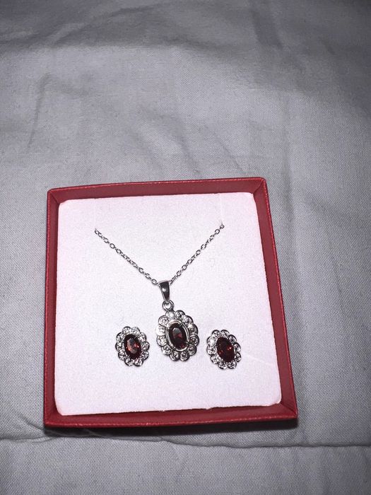 Cercei si pandantiv cu lantisor, Argint 925.