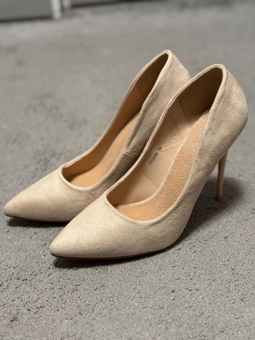Pantofi Stiletto Nude piele naturală întoarsă