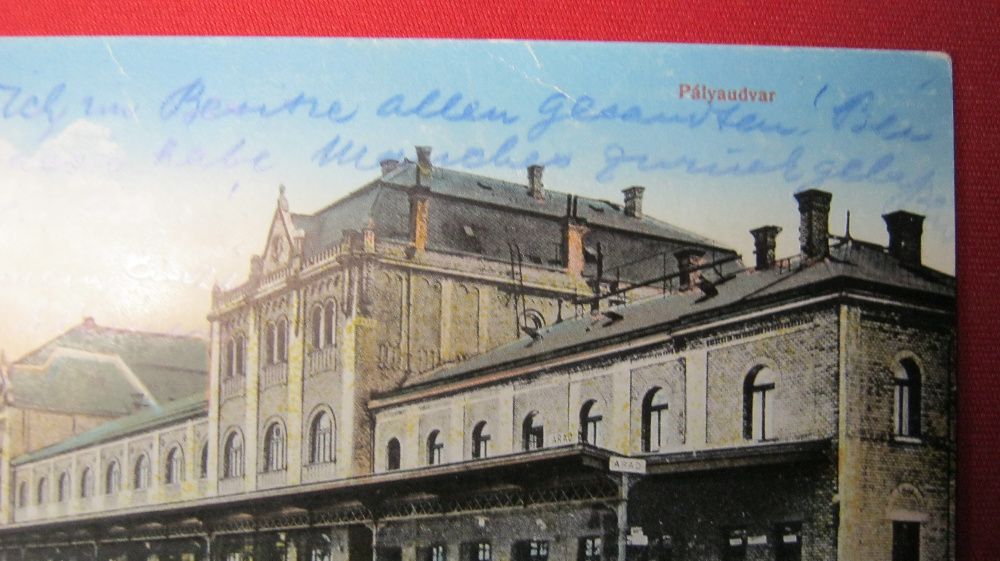Ilustrata veche,Carte Postala,Arad,1917,peron, gara.