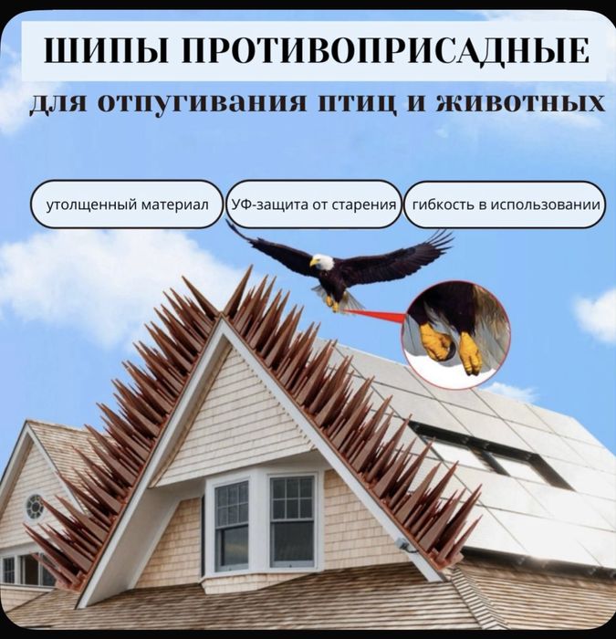 Шипы противоприсадные от птиц - защита крыш, карнизов, балконов, оград