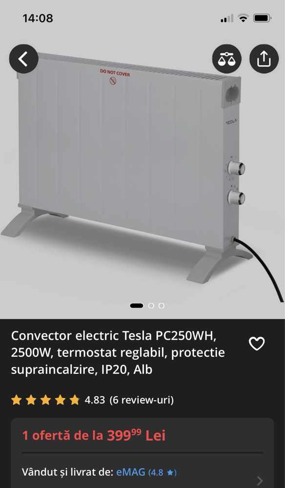 Convector radiator Tesla, NOU