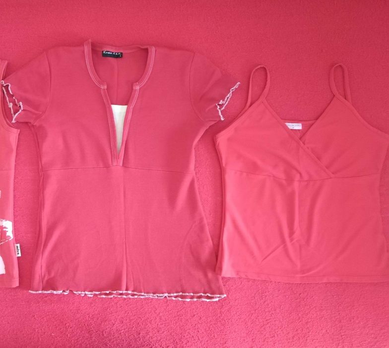 Къси блузки и потници памучни и изкуствени материи размери S и M