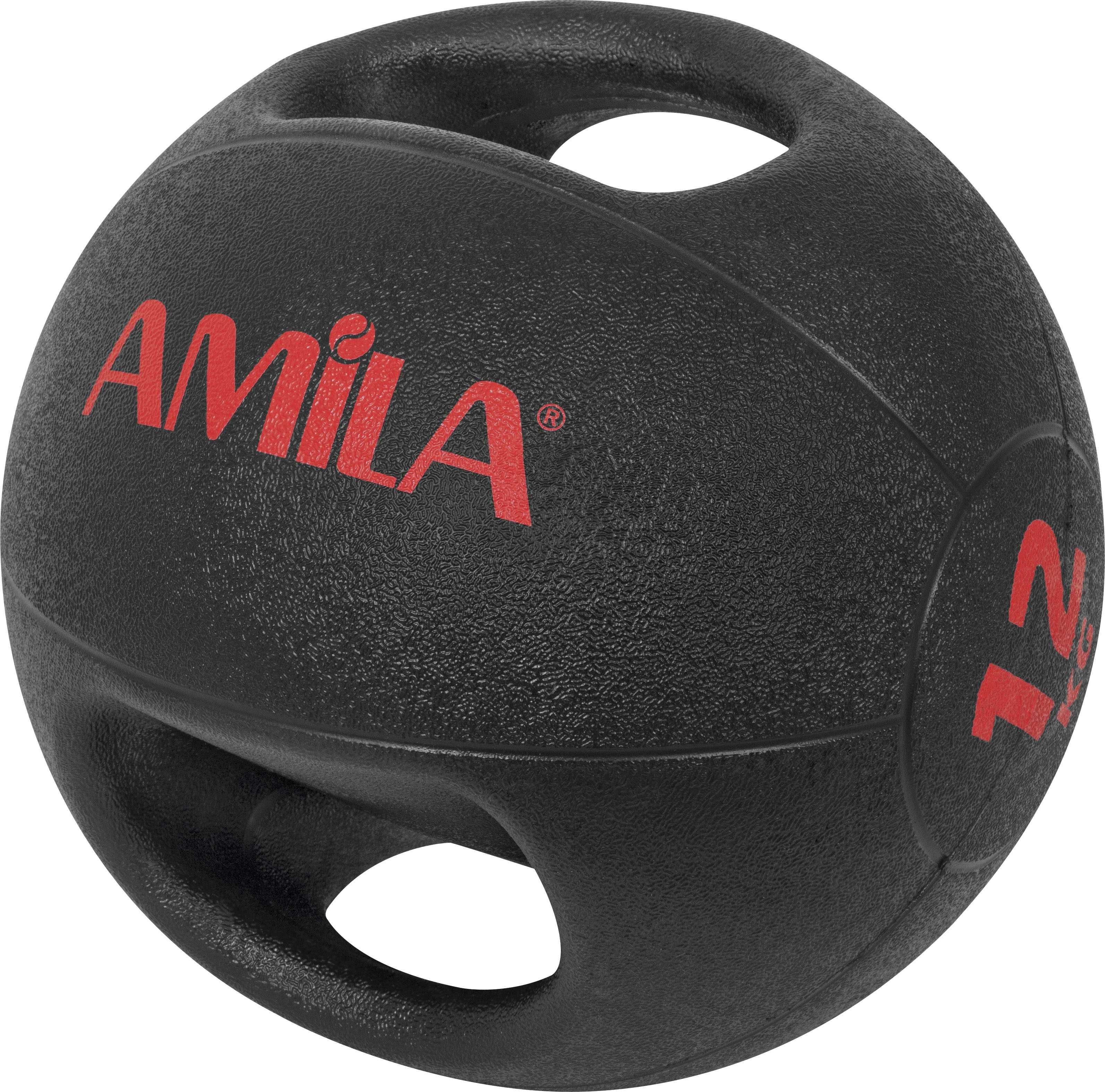 Медицинска Топка с Хват Amila Dual Ball 12 кг, Фитнес Топки с Дръжки