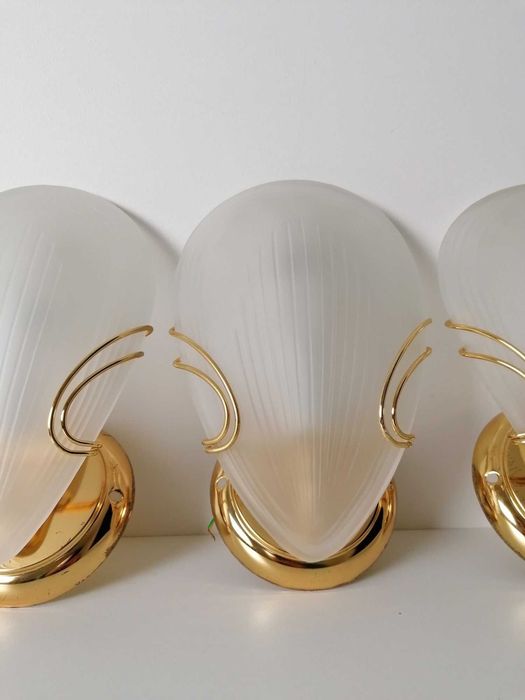 3 Aplice Art Deco, Hollywood Regency, sticla de Murano, vintage