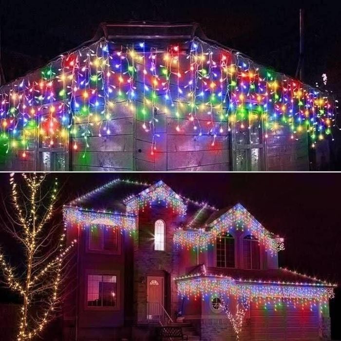 12метра Коледни Лампи Тип Завеса, Висящи Коледни Лампи