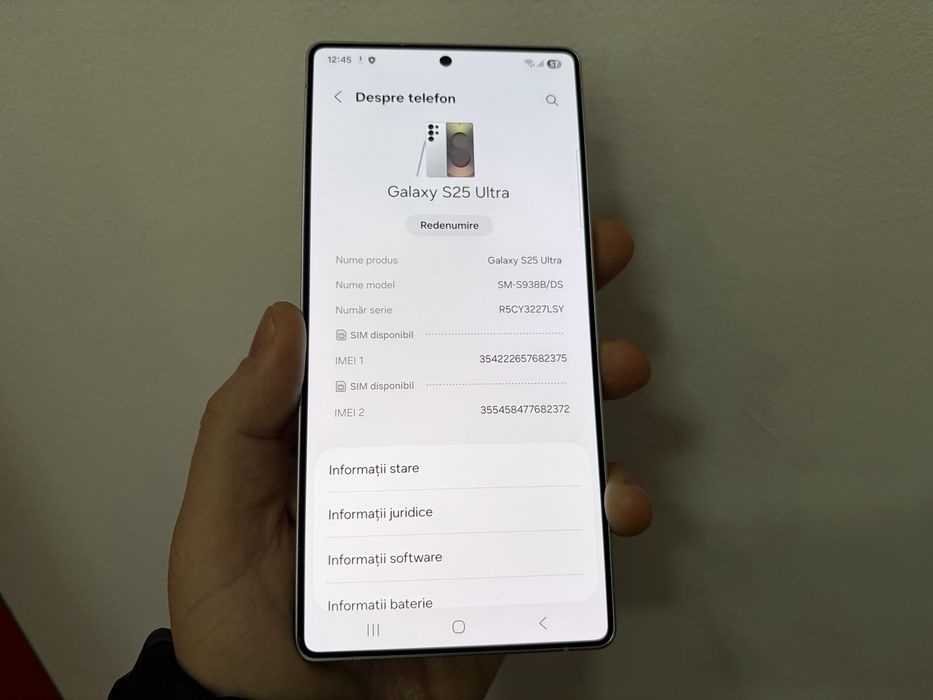 Samsung Galaxy S25 Ultra, 256GB, 12GB RAM, 5G, Titanium Whitesilver