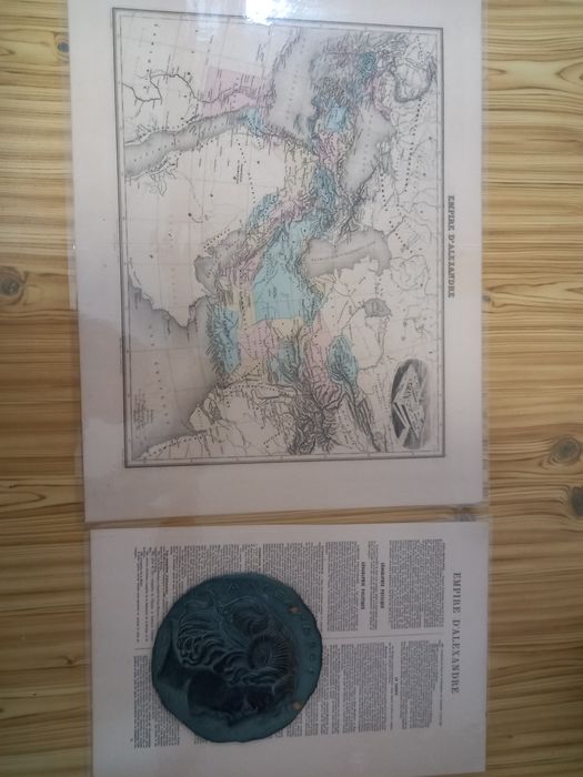 Harta veche atlas cu brosura descriere si farfurie artizanala