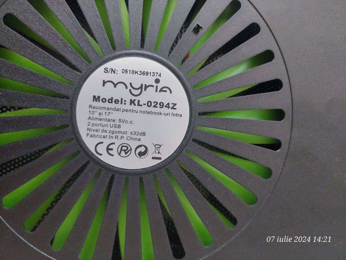Vând cooler Myria pentru laptop sau tabletă