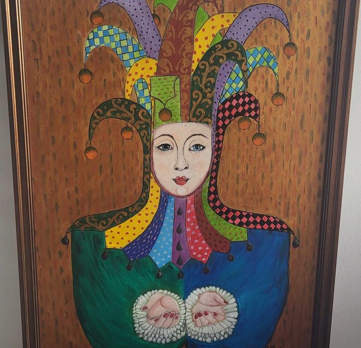 PICTURA ulei, TABLOU modern nou,-Arlechin-, pictor roman consacrat