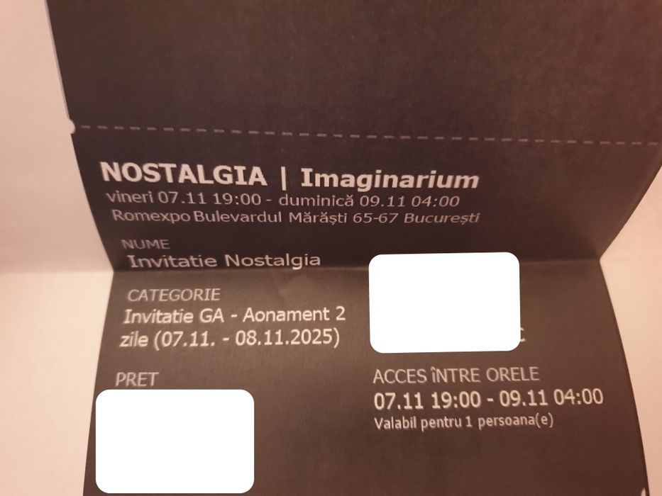 Vând 2 abonamente Nostalgia Imaginariu Noiembrie 2025