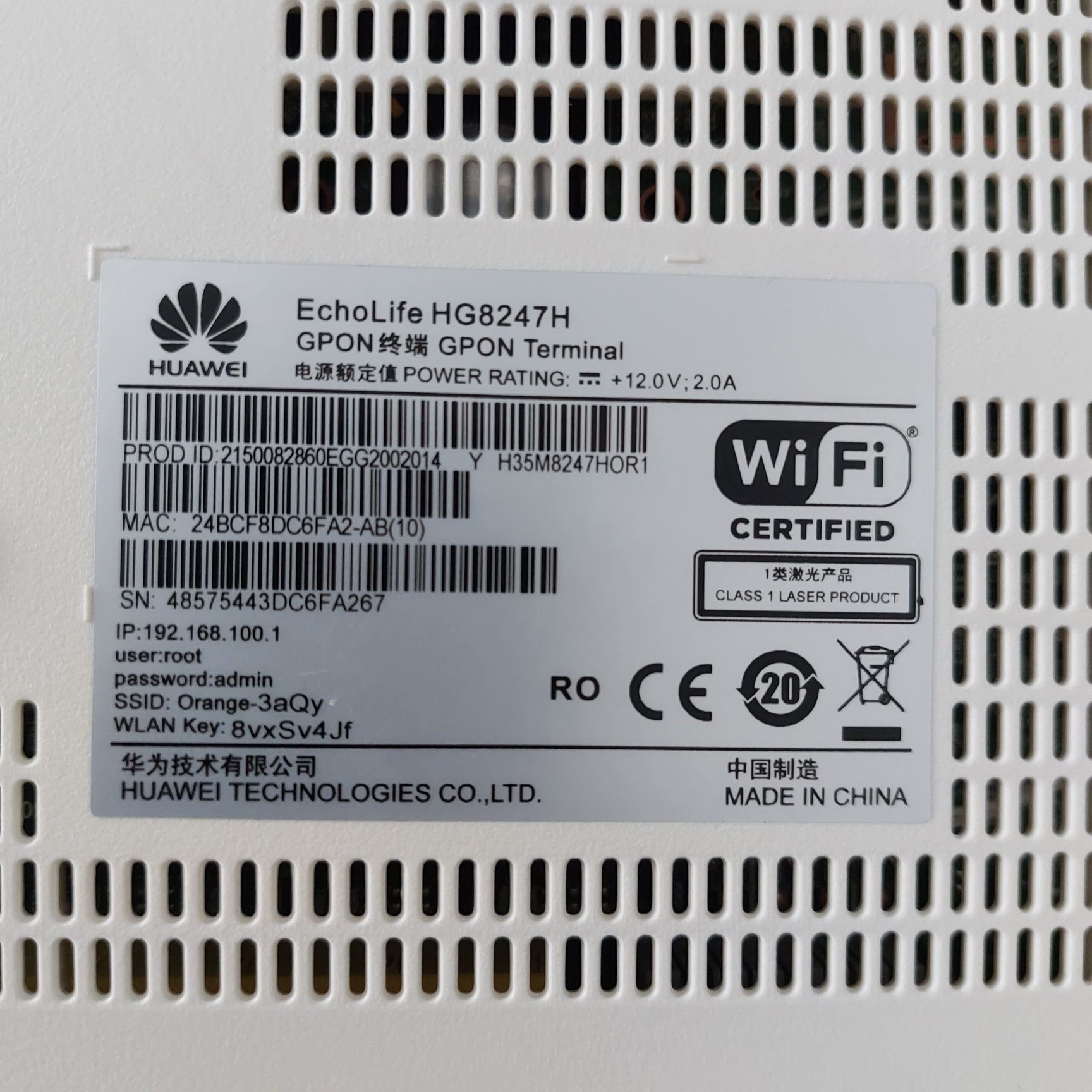 Vand Router Gpon Huawei EchoLife HG8247H