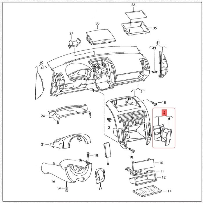 Поставка за чаши, Volkswagen, Polo 9N, Дясна, Черен