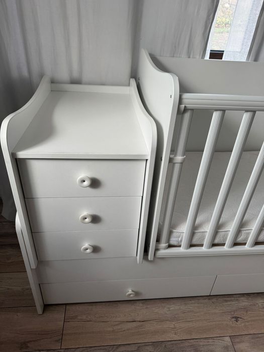 Детско Бебешко легло 3в1 Люлка Креватче Повивалник-Нощтно шкафче