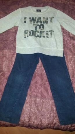 Детски лот джинси + блузка Terranova за момченце на 5-6 год.