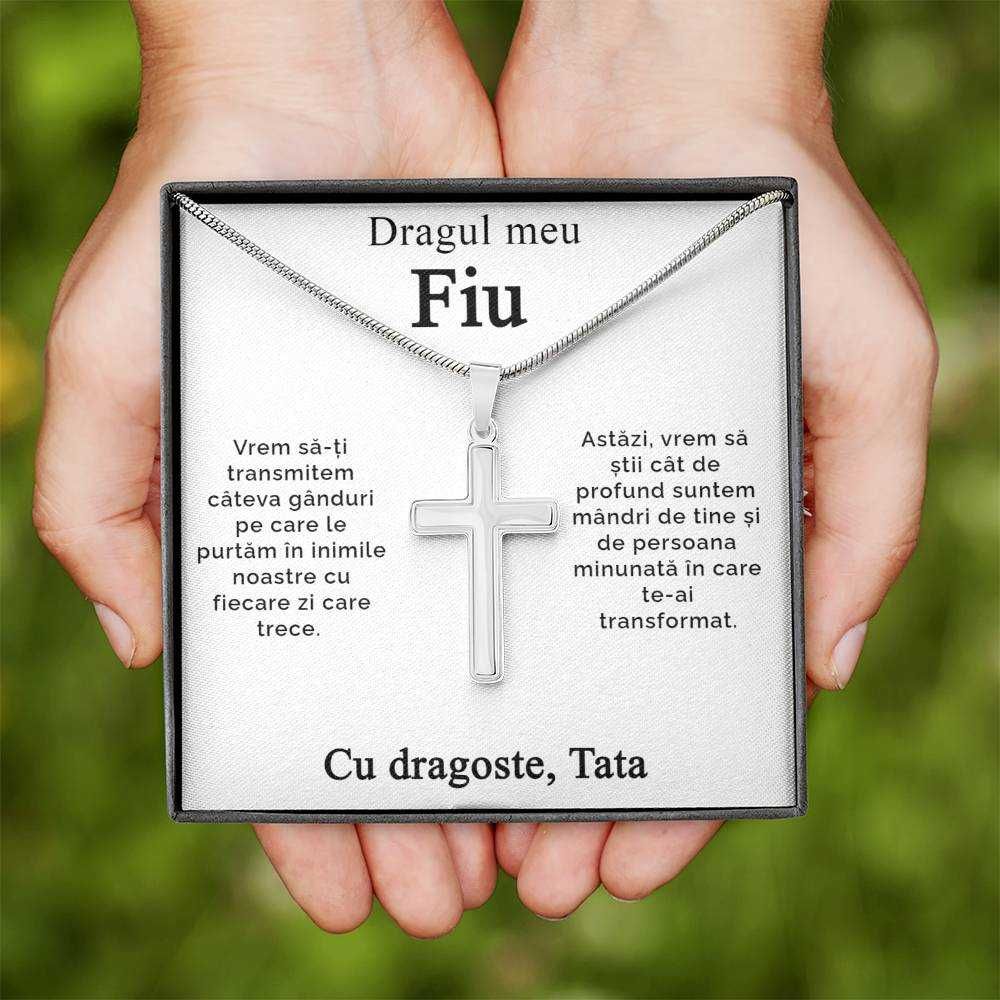 Surpriza pentru fiu, colier si mesaj, de la tata