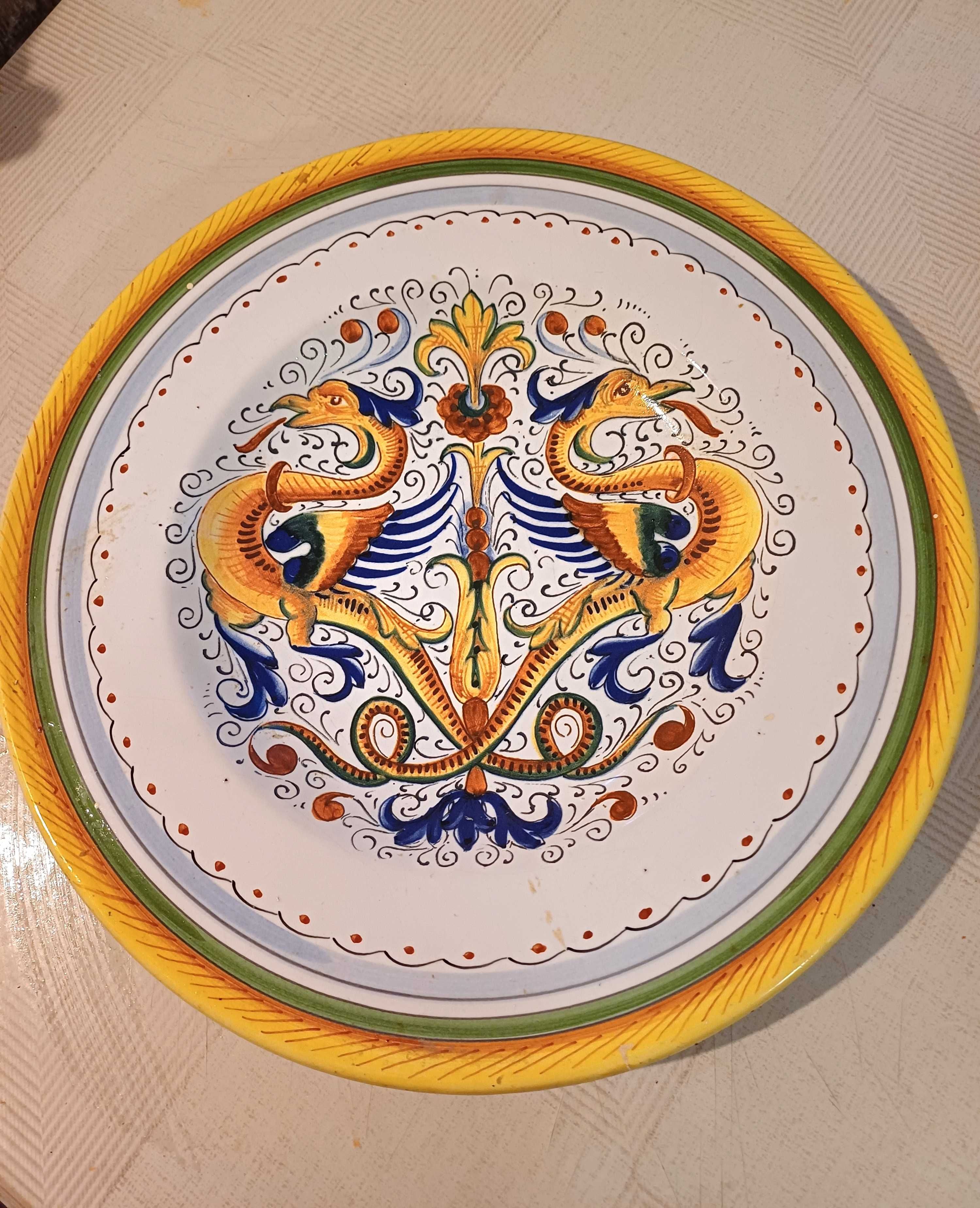 Platou ceramica Raffaellesco Deruta dragon Italy