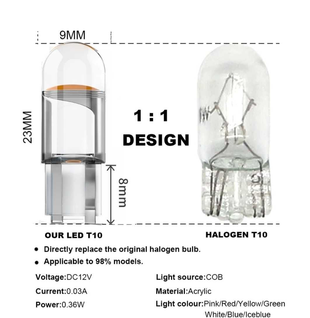 Led крушки T10, W5W (Canbus) за габарит и интериор