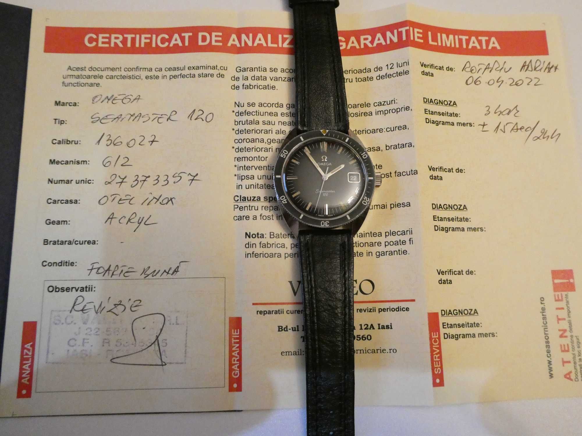 CEAS OMEGA SEAMASTER 120 - Ref. 136.027 - Cal. 613 - 1968 - Servisat !