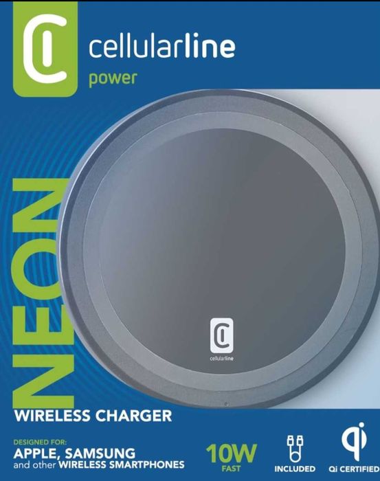 Безжично зарядно /wireless charger/ Cellularline Neon Black 10W