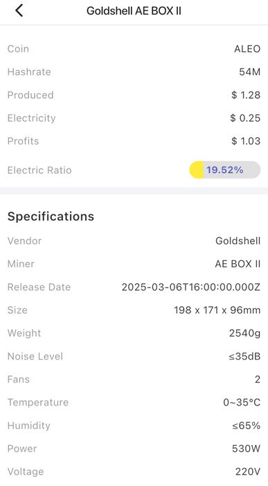 Майнер Goldshell AE BOX-II