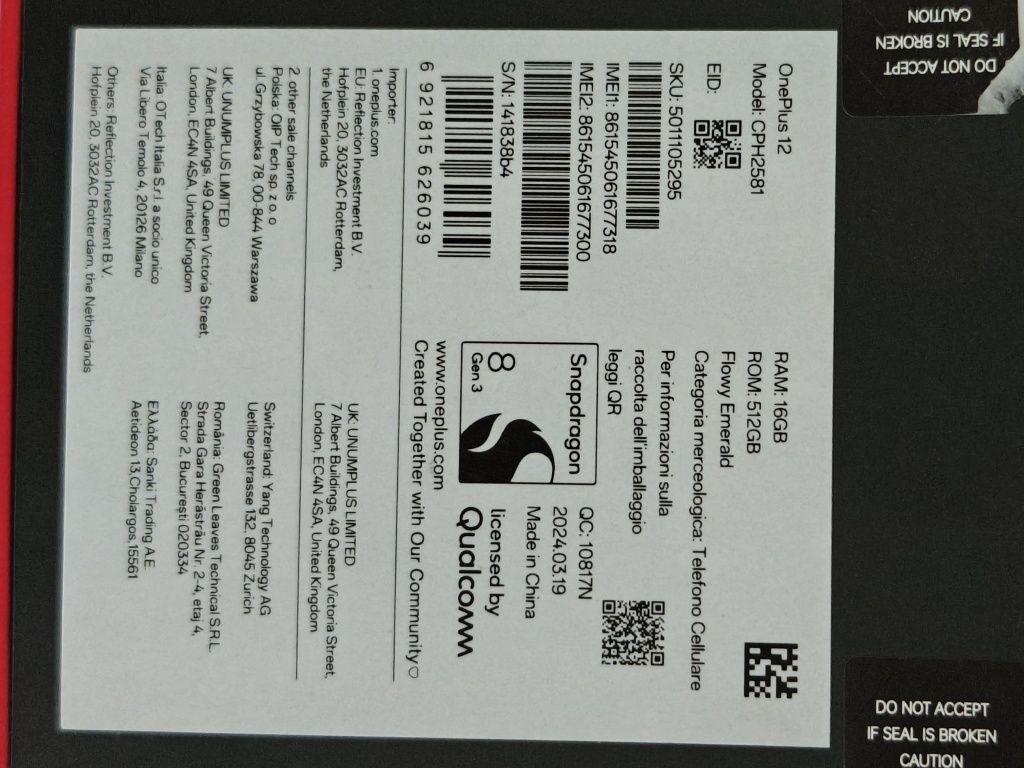 One plus 12    512Gb/ 16 Ram