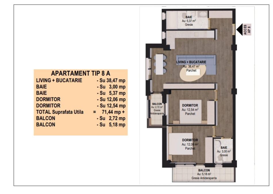 Apartament 3 camere și 2 bai bloc nou 2024