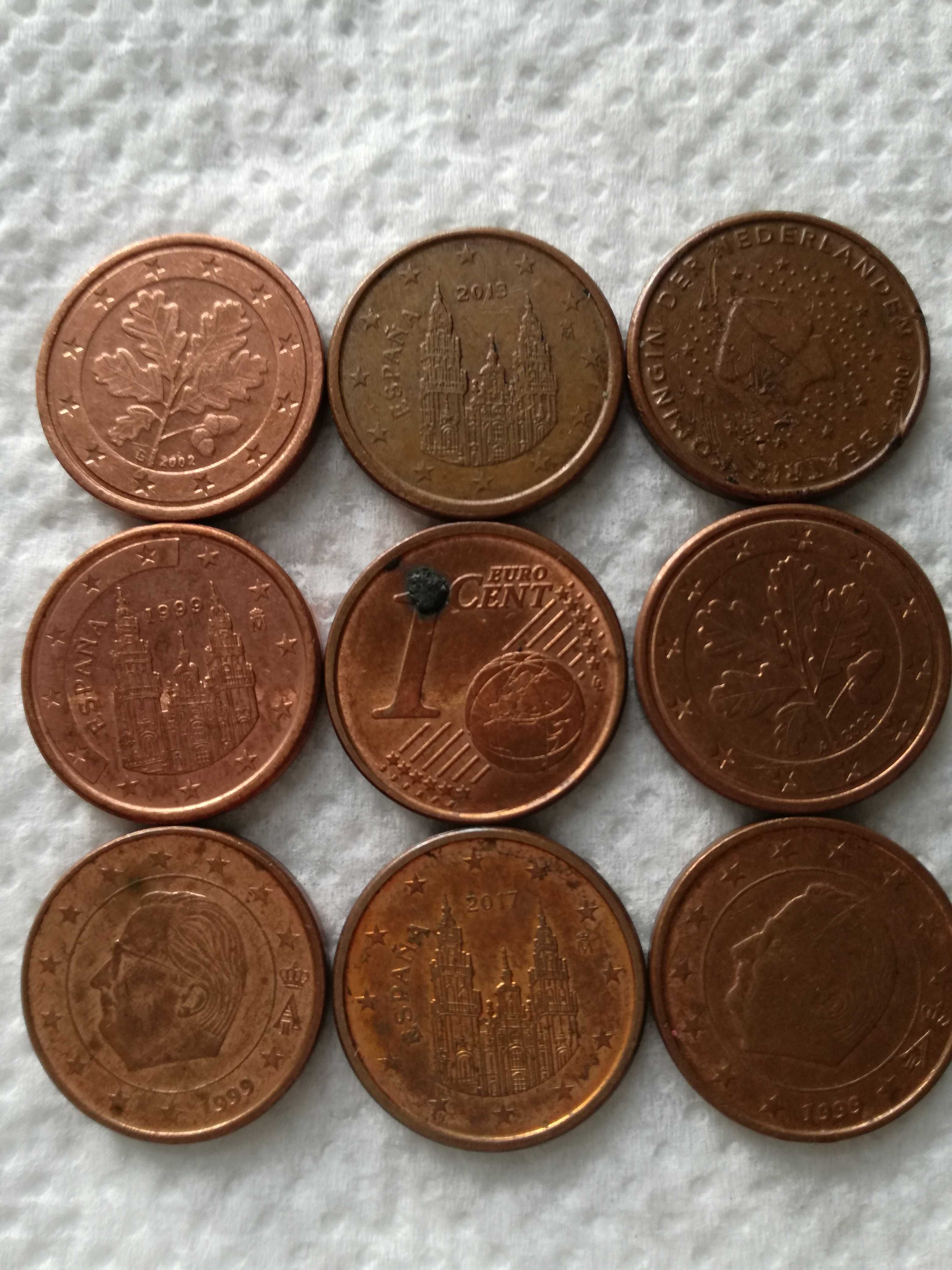Vand Monede rare  de 1 euro cent anul 1999  Spania Franta Belgia Oland