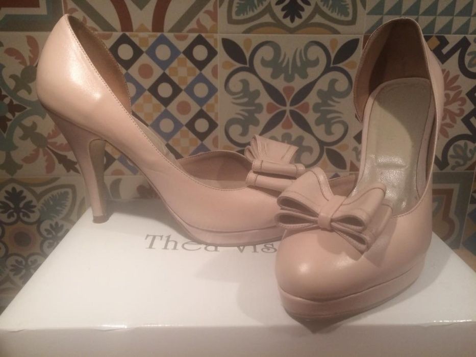 Pantofi piele Thea Visconti marimea 38 roz nude