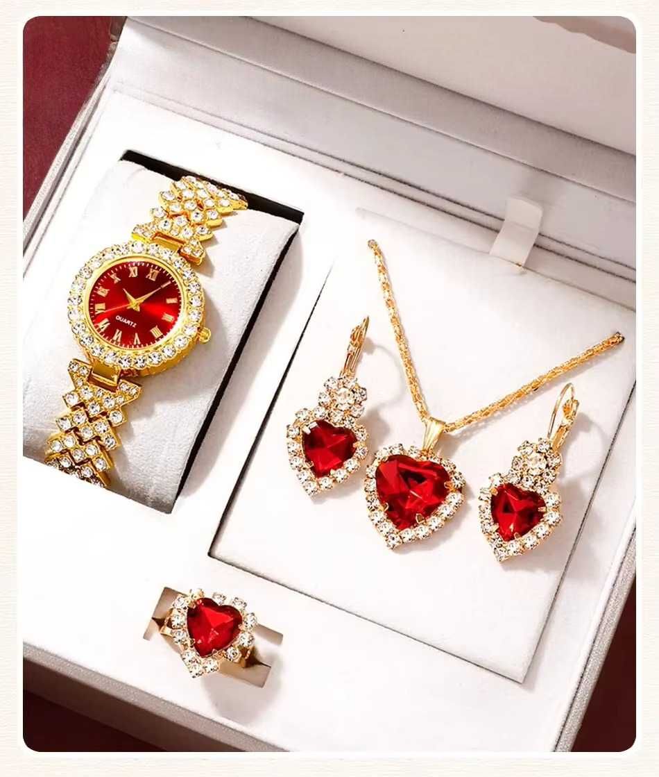 Set Bijuterii Accesorii Cadou Ceas Colier Cercei Inel