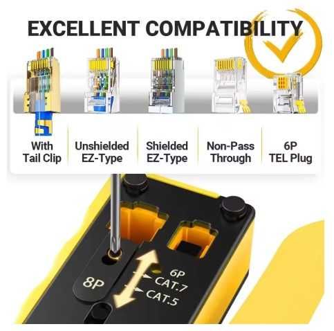 Cleste profesional de sertizat mufe RJ45 pass-through + 50 mufe pass