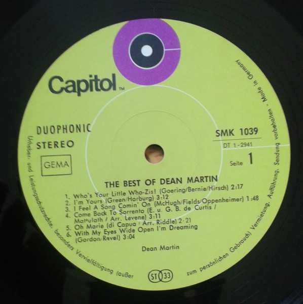 Пластинка винил Dean Martin – The Best Of Dean Martin