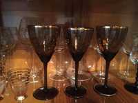 Set 3 pahare sticla neagra negru pictate cu auriu deosebite - 99 ron
