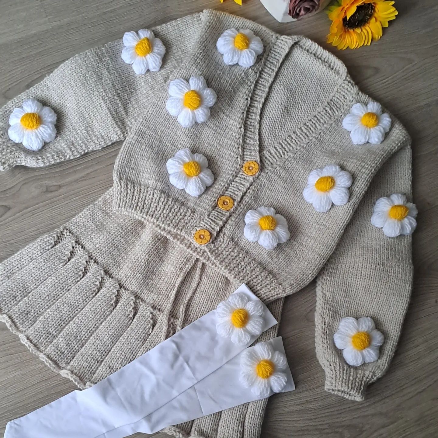 Cardigan cu flori mamă-fica