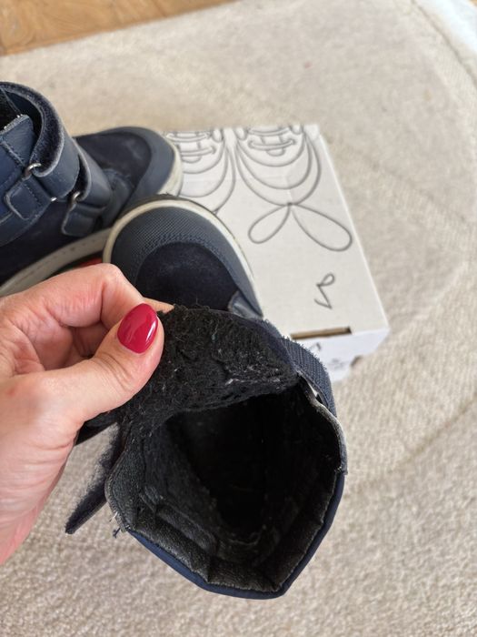 Детски подплатени кожени зимни боти Колев и Колев 25 номер тъмно сини