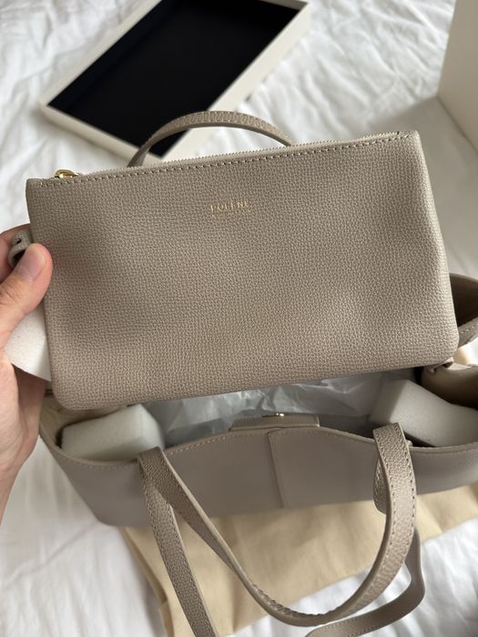 Оригинална чанта Polene Cyme Mini Taupe