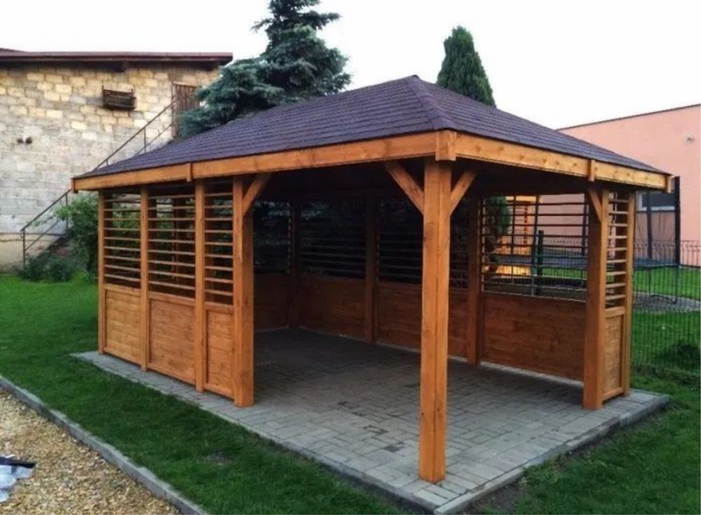 Mobilier rustic de gradină terase foișoare si pergole la comandă