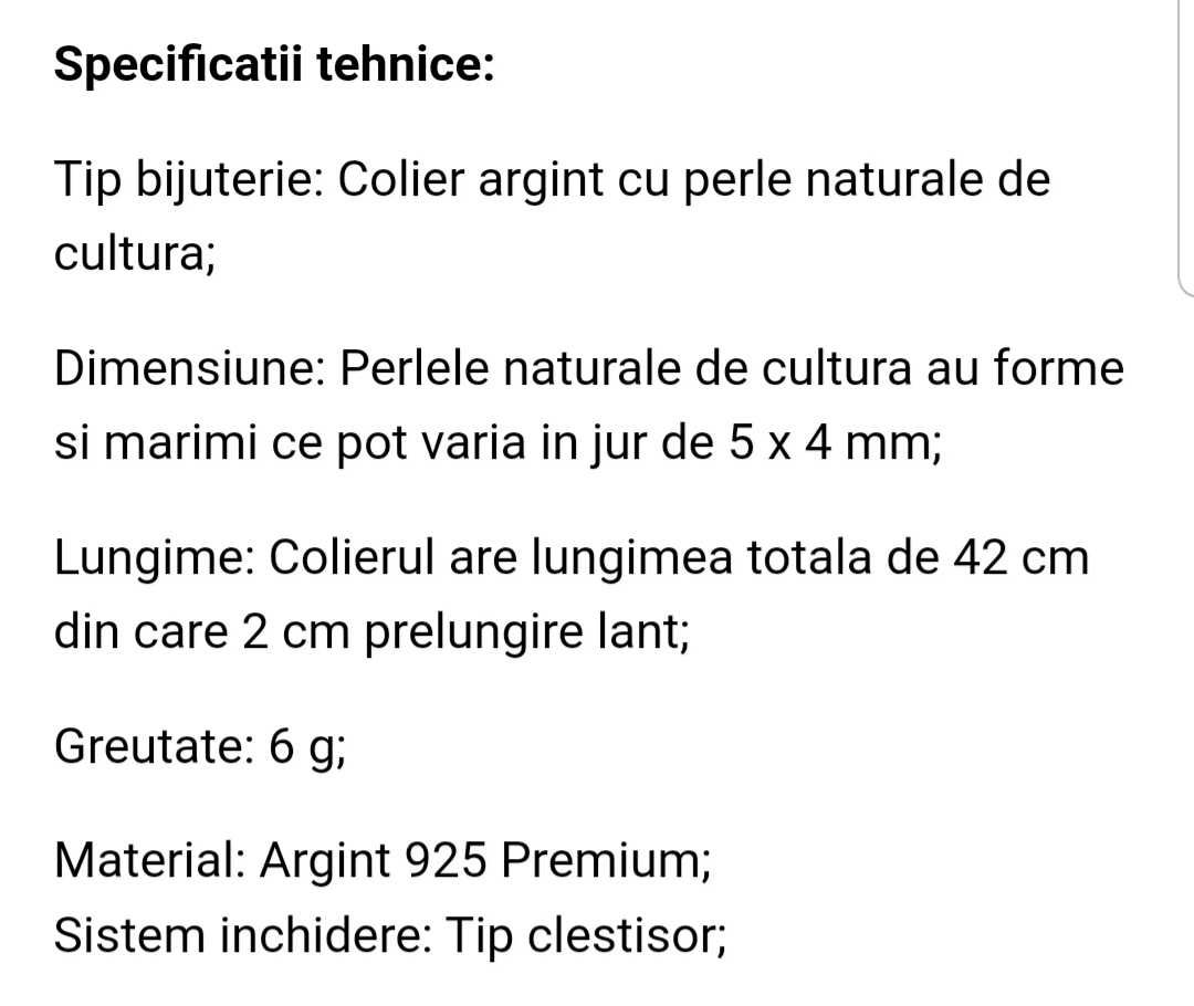 Colier perle naturale de cultura