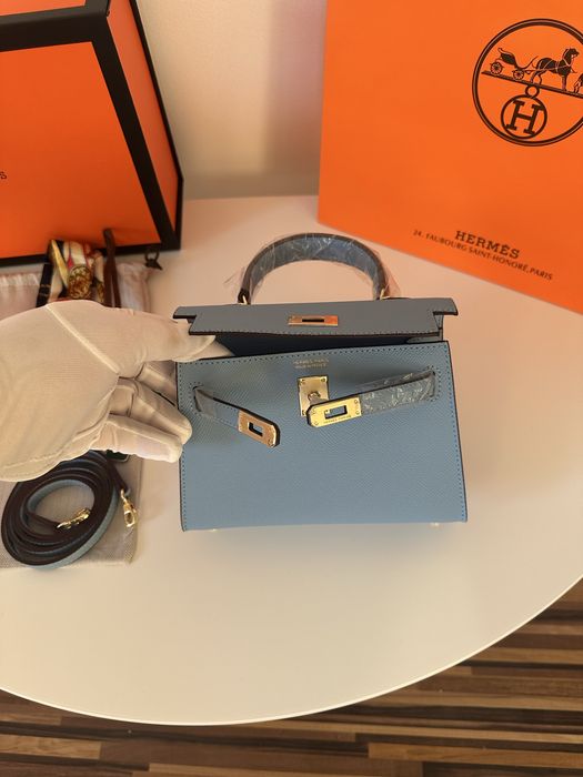 Geanta dama hermes kelly 19cm blue cadou c:71