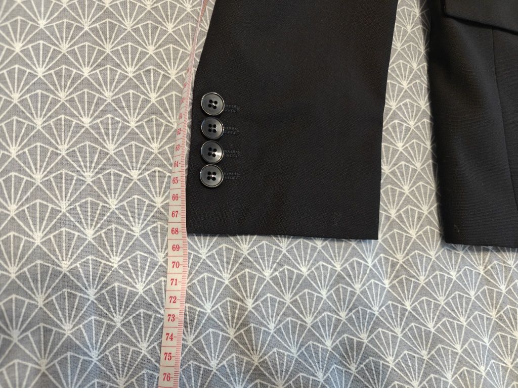 Costum (sacou și pantaloni) negru bărbați mărimea 48, făcut la comandă