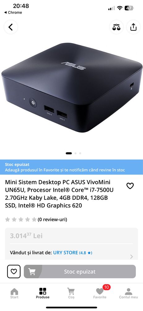 Mini Desktop Asus VivoMini UN65U i7 Gen 7, 32 GB RAM DDR4
