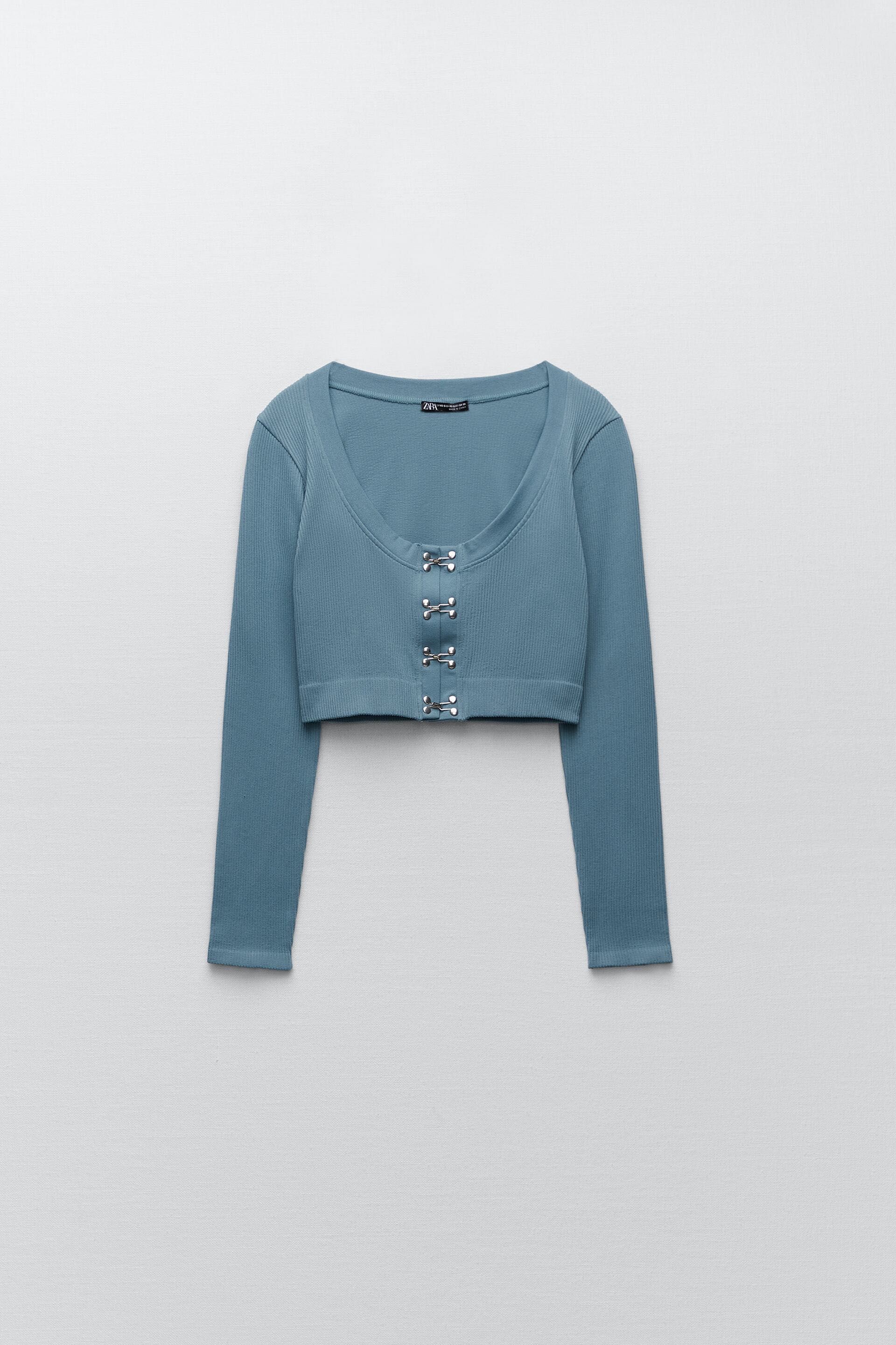Zara Зара рипсен топ блуза M-L размер