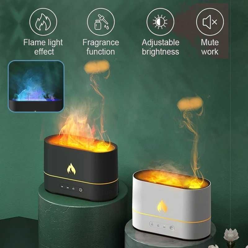 2023 Дифузер Овлажнител за Въздух 3D LED Камина овлажнител огън арома
