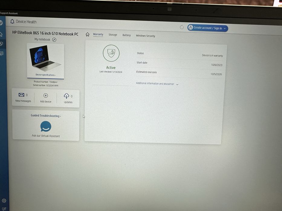 Hp Elitebook 865 G10 16" AMD Ryzen 5 Pro 7540U