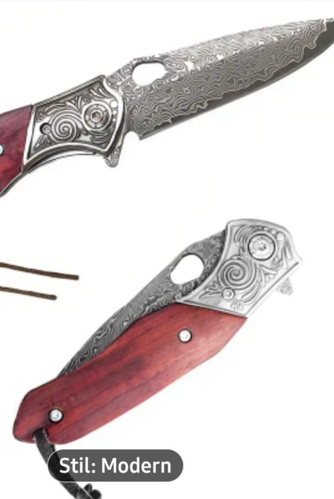 Briceag din inox de Damasc lucrat manual