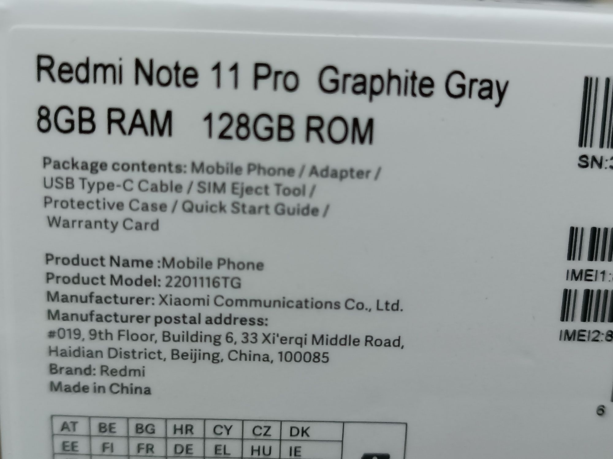 Redmi note 11 pro 8/128 Black