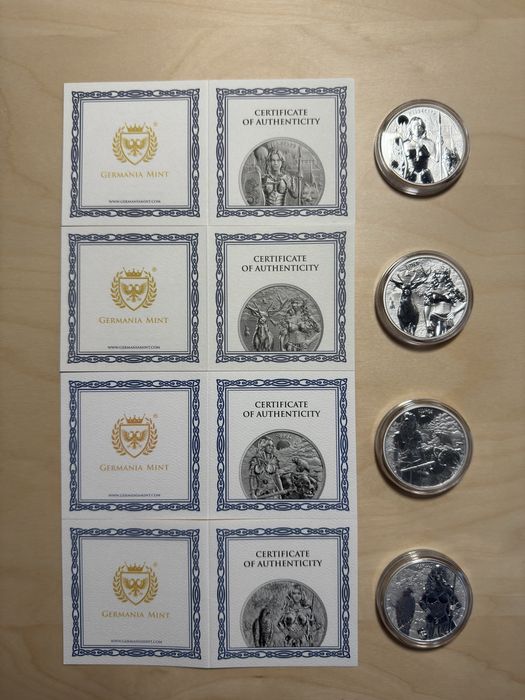 Colecție completă 4 monede argint 1 Oz Germania Mint - Valkyries