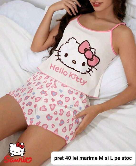 Pijama Hello kitty sanrio superba maieu si pantaloni scurti