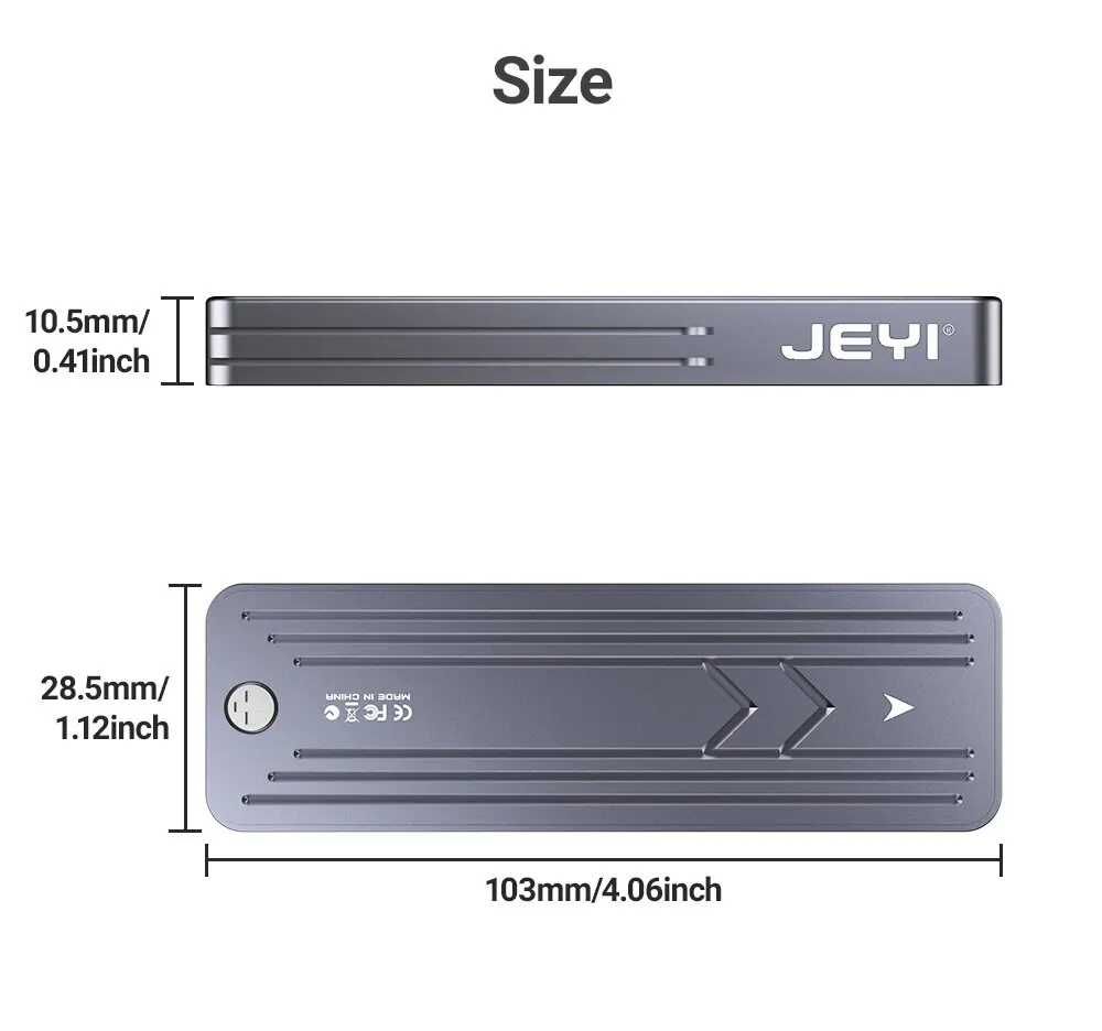 Rack SSD JEYI m.2 NVMe USB 3.2 Gen2 10Gbps